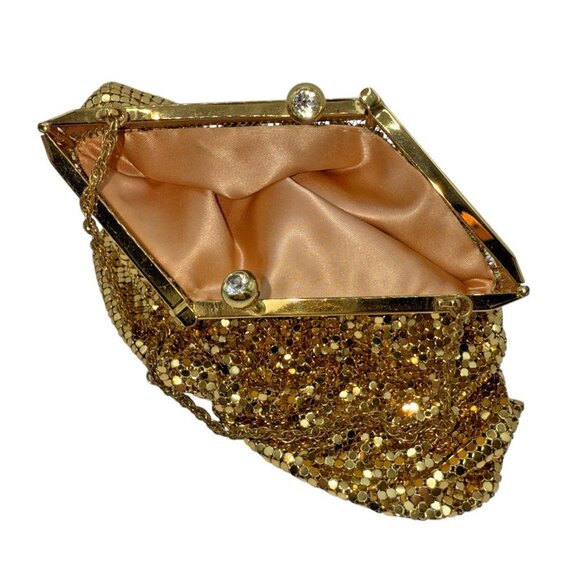 Vtg Gold Mesh Purse Evening Bag Duramesh 50s Hollywood Regency Art Deco USA - Picture 6 of 16